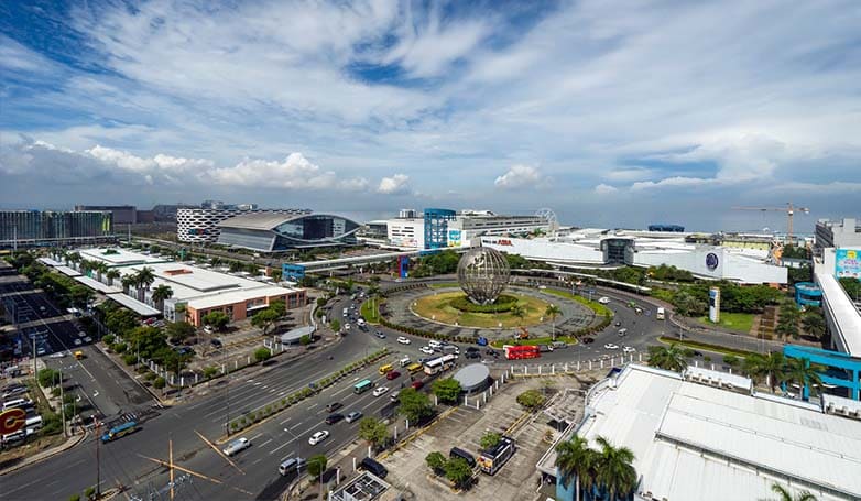 Aerial view of the SM Mall of Asia at Manila, Philippines.