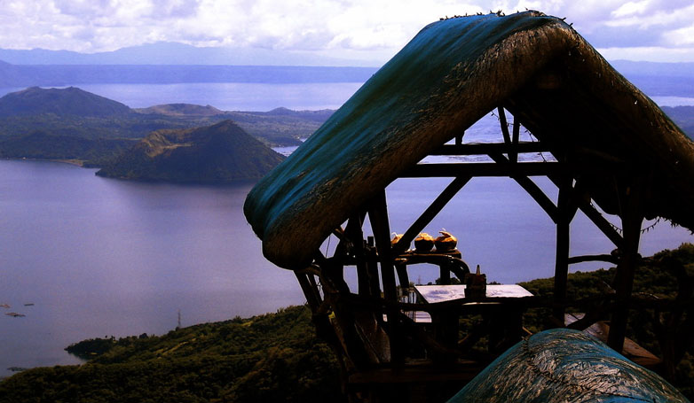 Bahay kubo with the view of Taal volcano